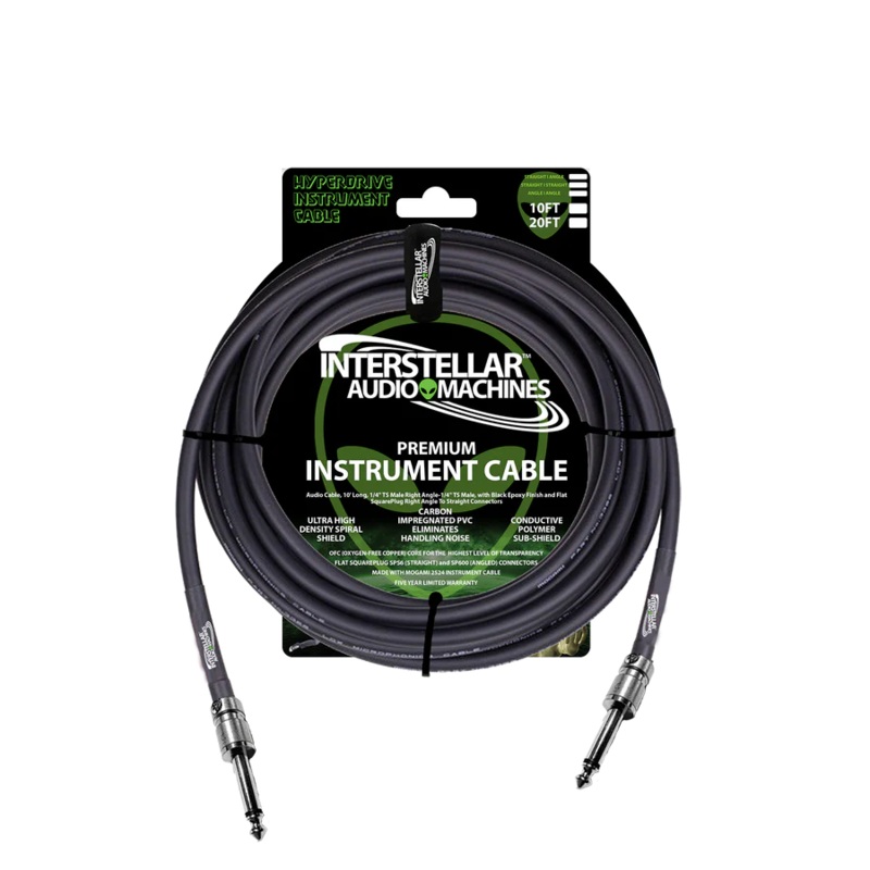 Interstellar Audio Machines HYPERDRIVE Straight/Straight Premium Instrument Cables (Space Black) – 20ft