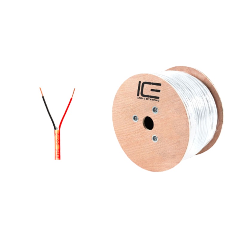 Ice Cable 18-2FPLR/RED/500 18-2 FPLR Cable  – 500ft Spool (Red)