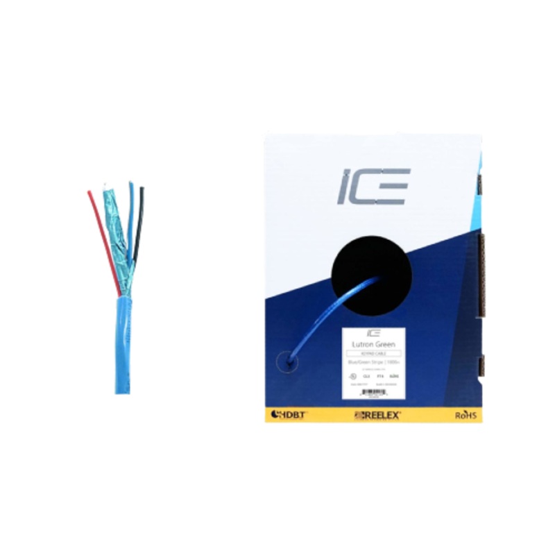 Ice Cable LUTRONGRN/1000 22-2 + 18-2 Lutron Cable – 1000ft Box (Green)