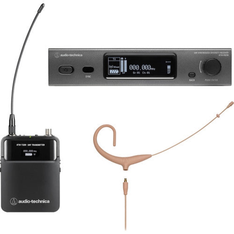 Audio-Technica ATW-3211/892xTH 3000 Series Wireless Omni Earset Microphone System (Beige, EE1: 530 to 590 MHz)