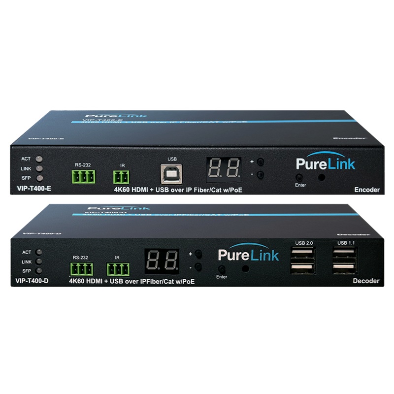 PureLink VIP-EXT-T400-1 AV over IP Extender Solution w/4K60 HDMI & USB/KM CAT & Fiber – TAA Compliant