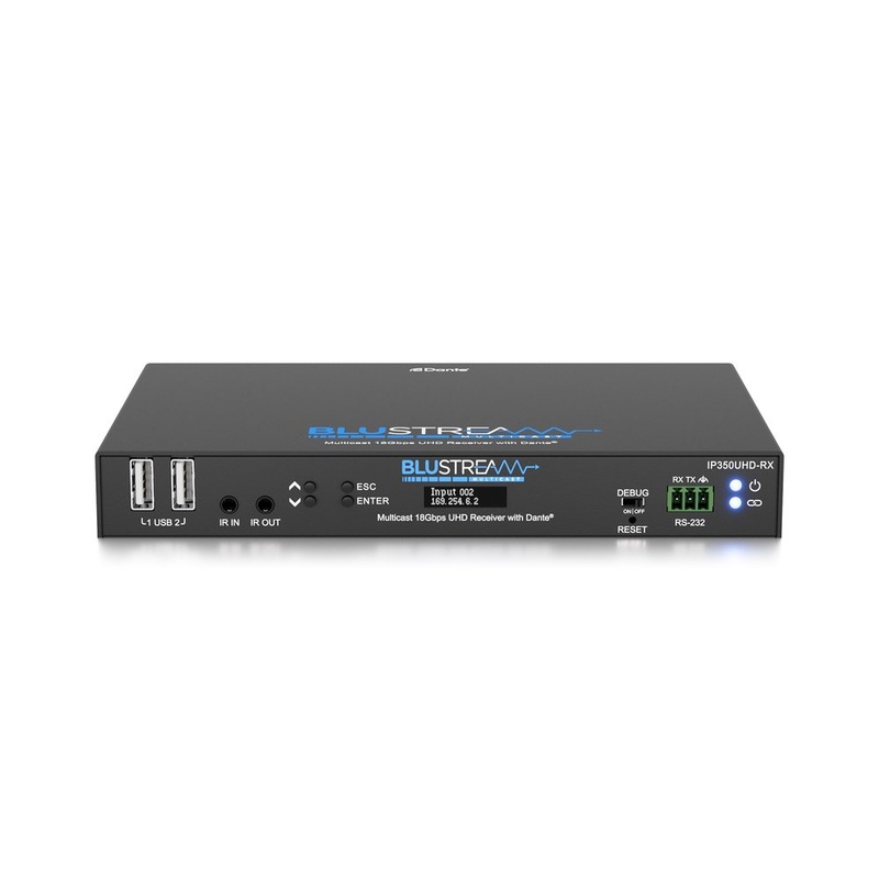 Blustream IP350UHD-RX 18Gbps AVoIP Receiver Over 1Gb Network With Dante