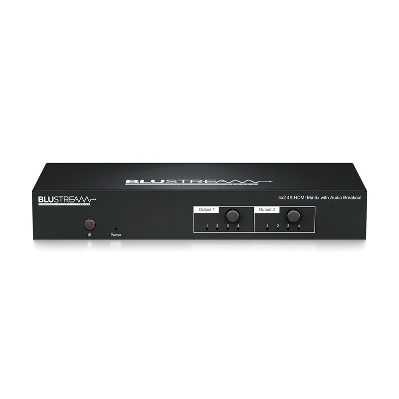 Blustream CMX42AB Contractor 4×2 4K HDMI Matrix With Audio Breakout – 18Gbps