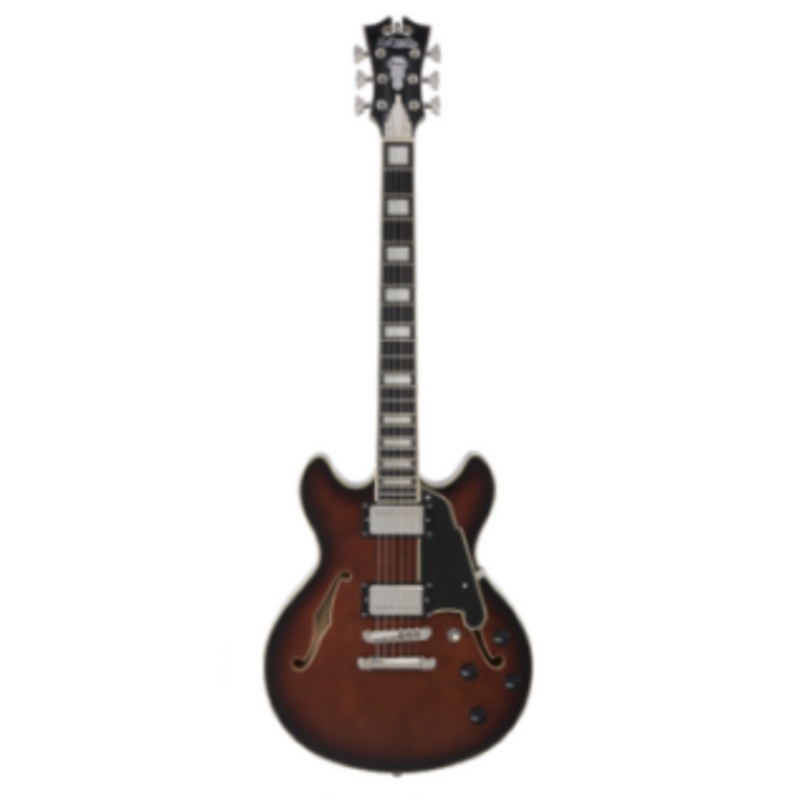D’Angelico PREMIER MINI DC Series Semi Hollow-Body Electric Guitar (Brown Burst)