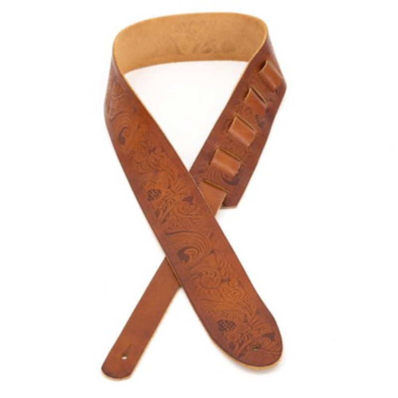 Profile EBL-6100 Leather Strap with Hot Press Design (Cognac) – 2.5″