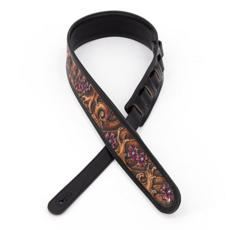 Profile EIL-9000 Leather Strap with Brown Wave and Cherry Blossom Pattern (Black) – 2.5″