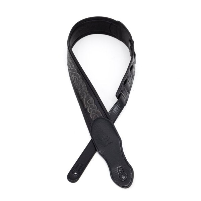 Profile HIL-4000 Leather Padded Strap with Celtic Knot Pattern (Gloss Black) – 2.5″