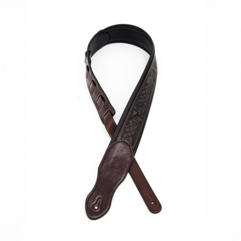 Profile HIL-4000 Leather Padded Strap with Celtic Knot Pattern (Gloss Brown) – 2.5″