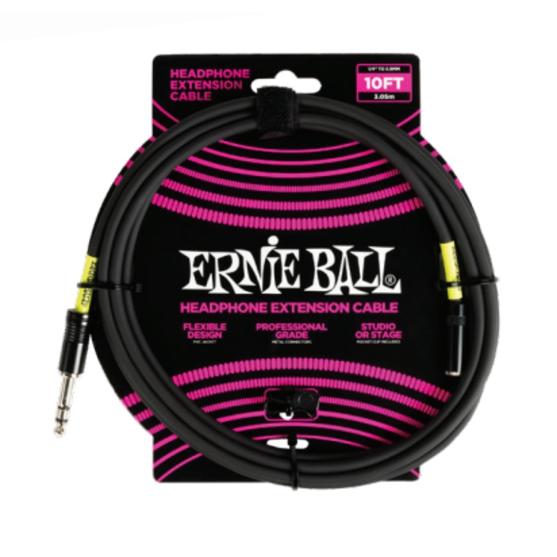 Ernie Ball 6422EB Headphone Extension Cable 1/4 to 3.5mm (Black) – 10ft