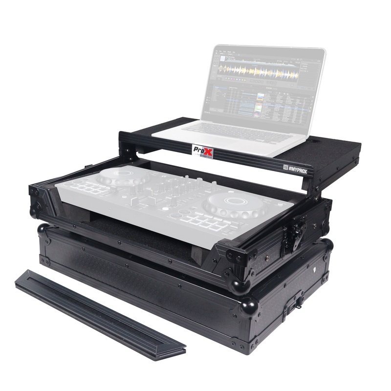 ProX X-DDJFLX4LTBL ATA Flight Road Case For Pioneer DDJ-FLX4 DDJ-SB3 DDJ-400 DJ Controller with Laptop Shelf (Black Finish)