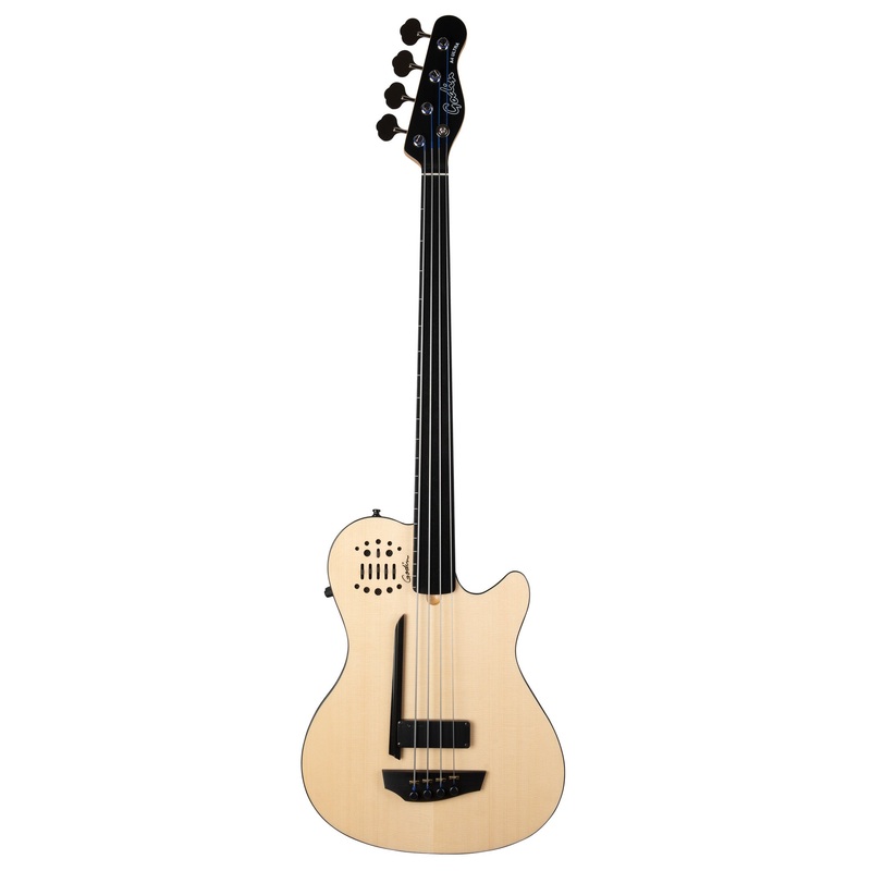 Godin Guitars A4 ULTRA Semi-Acoustic Fretless Electric Bass 4-String (Natural A/E)