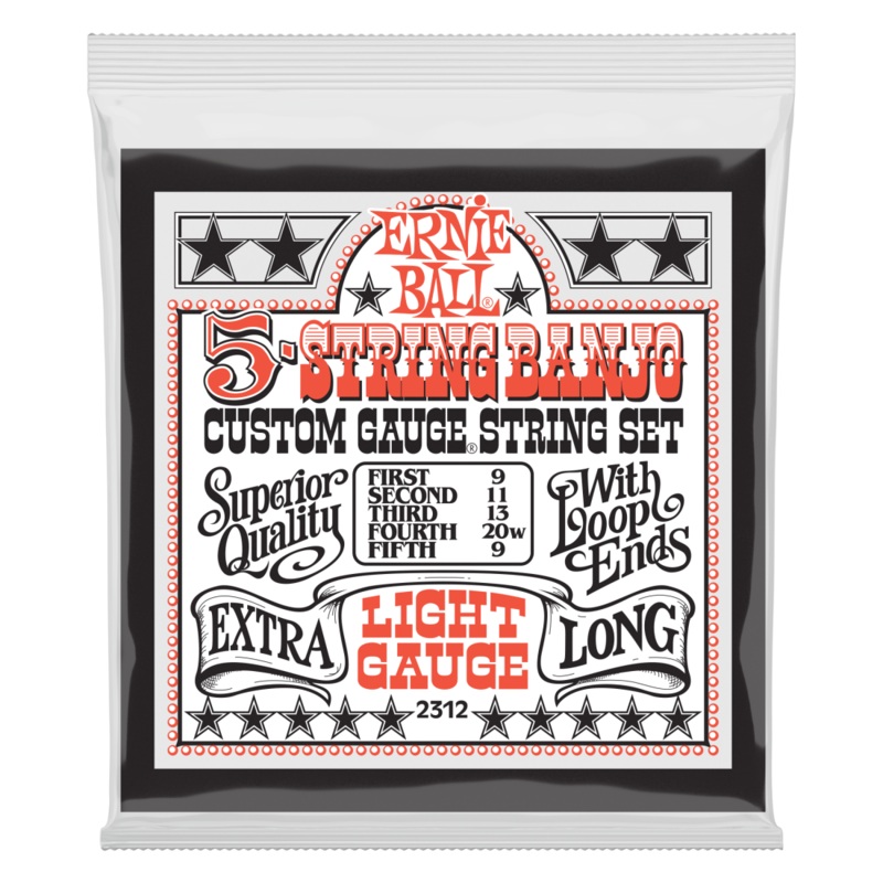 Ernie Ball 2312EB Light 5-String Loop End Stainless Steel Banjo Guitar Strings 9-9