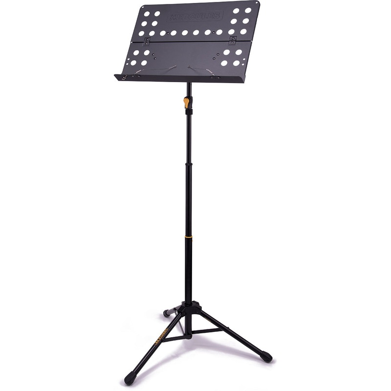 Hercules BS418BPLUS EZ Grip 3-Section Tripod Orchestra Stand with Perforated Foldable Desk