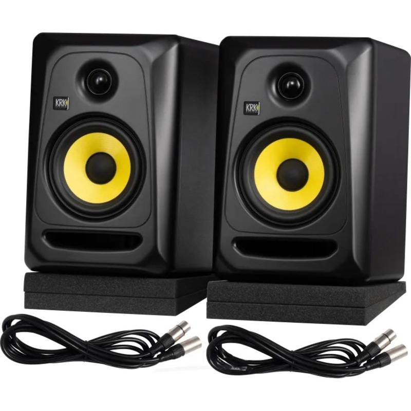 KRK CL5-G3PK1 2x Classic 5 Monitors, 2x Isolation Pads and 2x 10′ XLR Cables