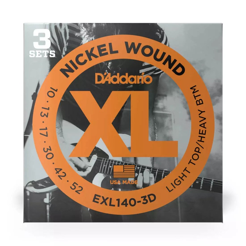D’Addario EXL140-3D Electric Guitar XL Lt/hvy 10-52 3-Pack