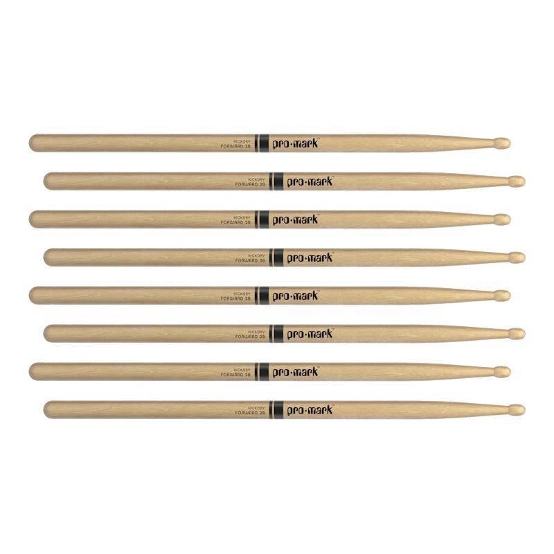 Pro-Mark TX2BW-4P Forward Lacquered Hickory Drumsticks – 2B (4-Pack)