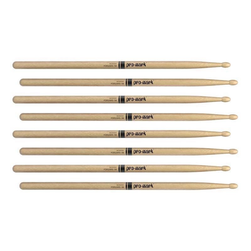 Pro-Mark TX5BW-4P Forward Lacquered Hickory Drumsticks – 5B (4-Pack)