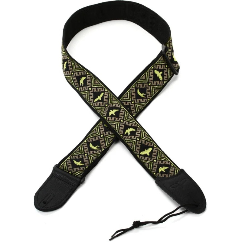 PRS Jacquard Hootenanny Style Guitar Strap (Yellow & Black Birds)