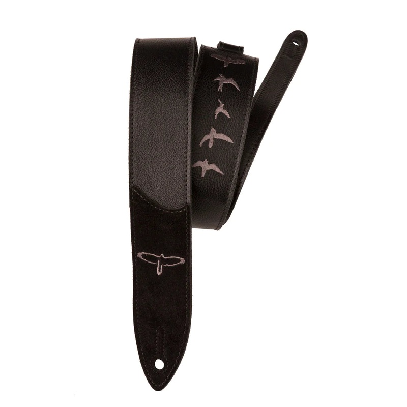 PRS Premium Leather Guitar Strap Birds Embroidery (Black)