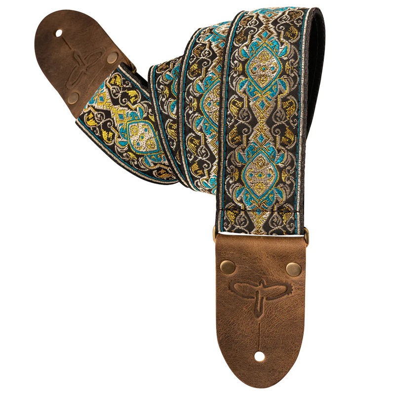 PRS Retro Deluxe Jacquard Guitar Strap 2″ (Teal/Gold)