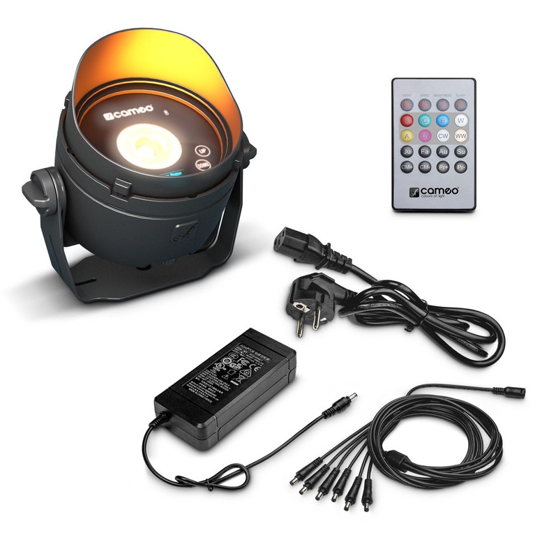 Theatrixx CLDROPB1SET1 DROP B1 Battery Powered Outdoor Mini Uplight – With Power Supply (Black)